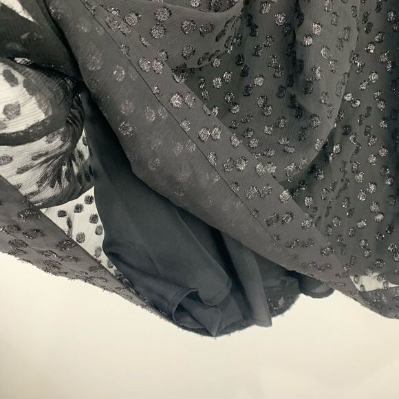 French Connection Black Glitter Dot Burnout Dress - Picture 6 of 9